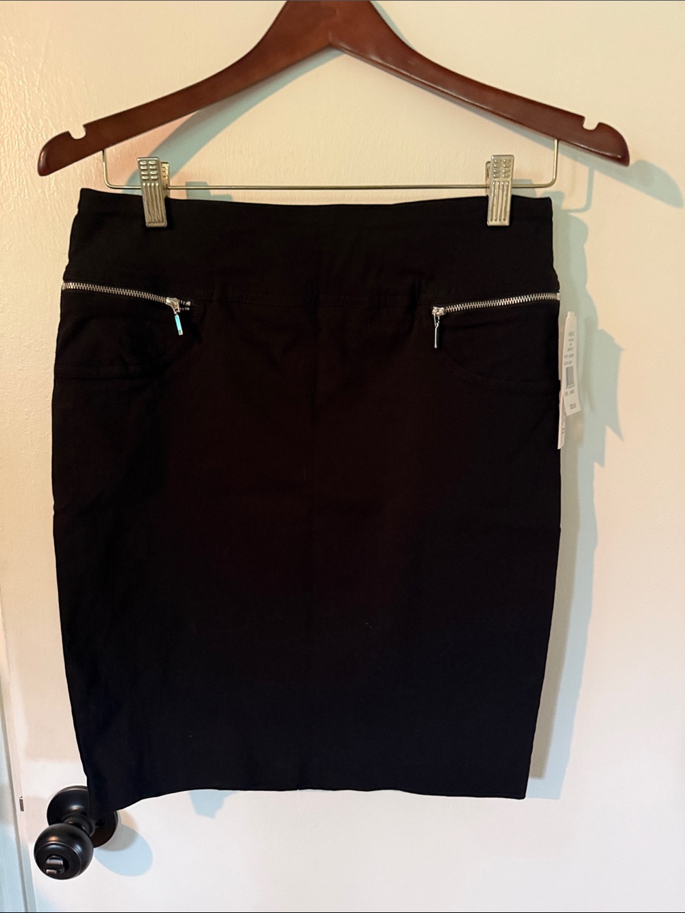 Joe Benbasset Black Pencil Skirt with Silver Zippers
